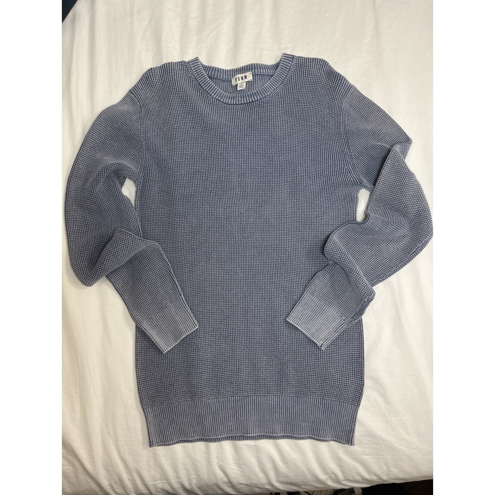 ROWM Sweater Womens S Small Textured Knit Pullover Fisherman 100% Cotton Blue - Picture 4 of 9